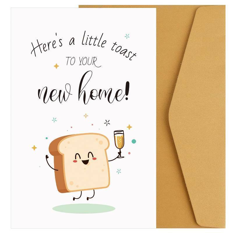 lot 62390 image: New Home Card, Creative Housewarming Greeting Card with Envelope Funny Paper New Apartment Card Cheers to Your New House New Home Card Congratulations (Style 2) - Retail $6