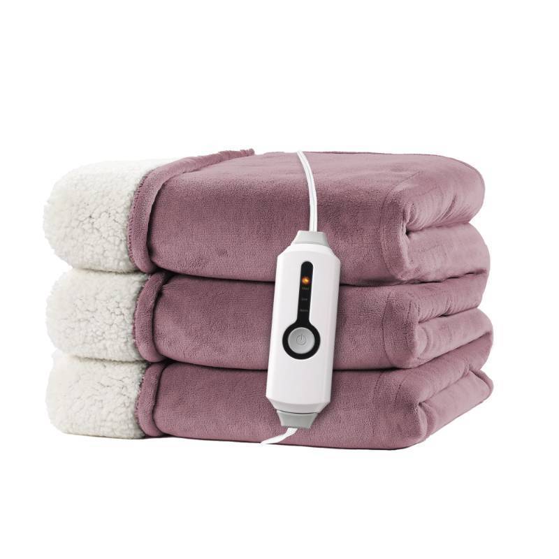 lot 62486 image: Electric Heated Blanket Twin Size 62x84 - Dual-Sided with Microplush & Sherpa Fabric, 4 Heat Settings & 10 Hours Auto Off, Machine Washable - Berry - Retail $40