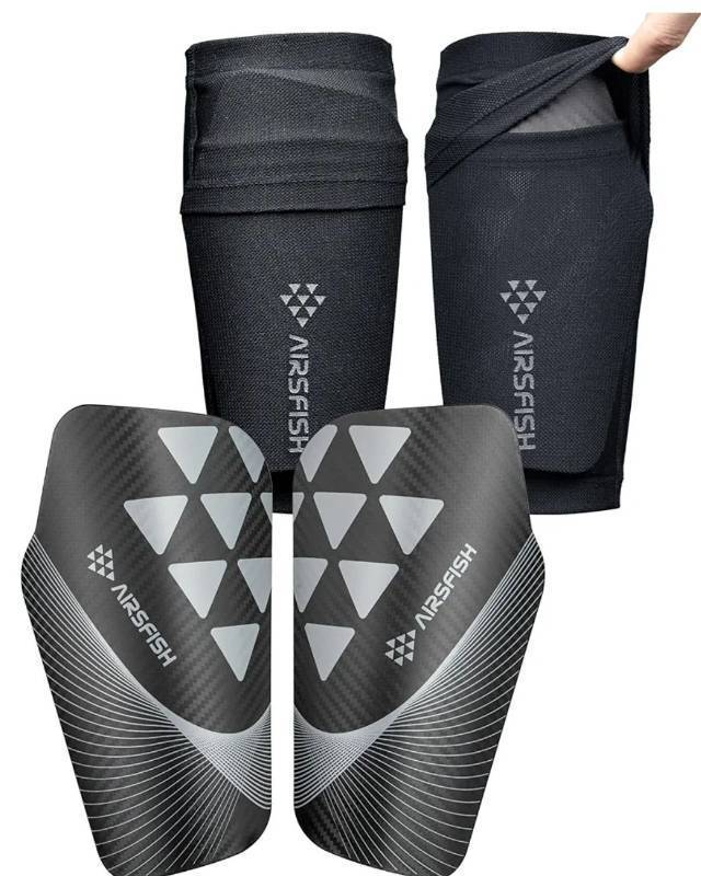 lot 62946 image: Soccer Shin Guards for Kids Adults, CE Certified Shin Pads Sleeves Defender Protection Gear with Insert Pocket EVA Cushion Reduce Shocks and Injuries for Boys Girls Men(M) - Retail $10