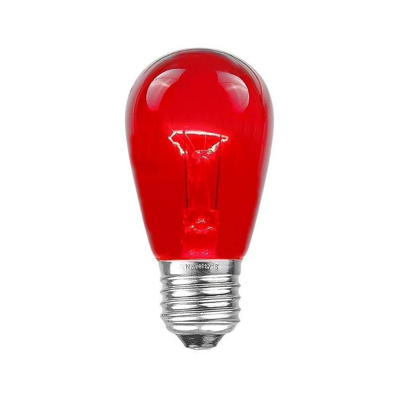 lot 62993 image: Novelty Lights 25 Pack S14 Outdoor Patio Edison Replacement Bulbs, E27 Medium Base, Red, 11 Watt - Retail $20