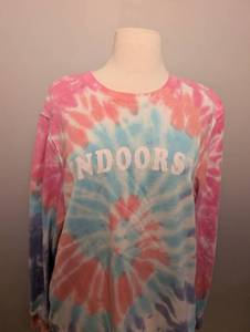 lot 3036 image: Funny Tie Dye Long Sleeve Shirt Indoorsy - Size Large