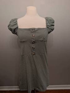 lot 3056 image: ASOS Design Womens Olive Green Puffy Sleeve Midi Dress - Size 8