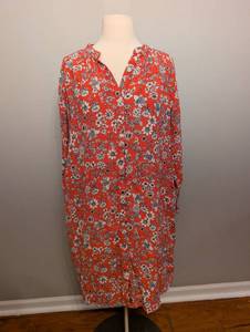 lot 3057 image: GAP Red Floral Print Long Sleeve Dress - no belt - Size Medium