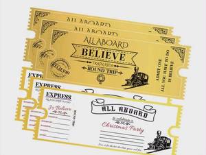 lot 3015 image: Christmas Train Ticket Set - Believe and North Pole Express