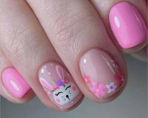 lot 3017 image: Press-On Artificial Nail Set with Bunny Designs