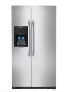 lot 1010 image: Frigidaire Side-by-Side Refrigerator with Water and Ice Dispenser - Retail $1,400