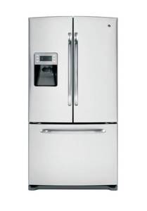 lot 1011 image: GE French Door Refrigerator with Water Dispenser - Retail $2,300