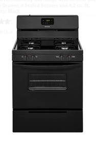 lot 1026 image: Frigidaire Black Gas Range with 4 Burners and Digital Display - Retail $800