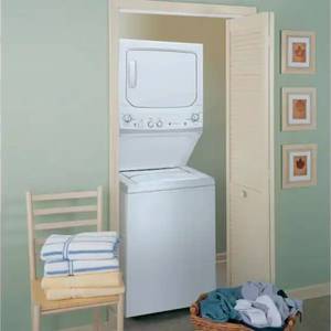 lot 1034 image: GE Stackable Washer and Dryer Combo Unit - Retail $1,500