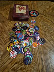 lot 1 image: Pogs Collection with St Nicholas Storage Tin