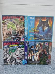 lot 102 image: Jigsaw Puzzle Collection Wildlife and Native American Themes 500-1000 Pieces