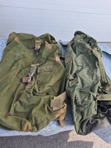 lot 122 image: Military Canvas Field Backpacks with Leather Straps