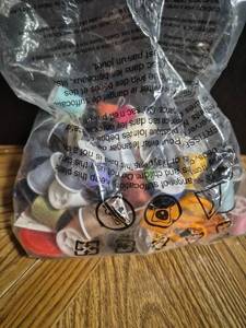 lot 165 image: Mixed Sewing Thread Spools and Craft Supplies Bag
