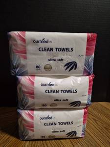 lot 173 image: Ourmed Life Ultra Soft Clean Towels 80 Count 3-Pack
