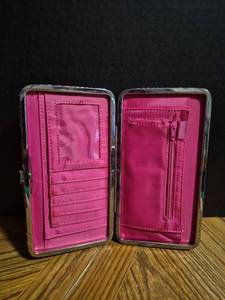 lot 176 image: Pink Snake Print Frame Wallet with Metal Clasp