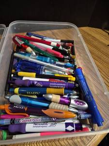 lot 178 image: Mixed Pen and Marker Collection in Storage Container