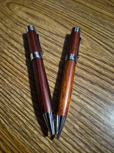 lot 181 image: Handcrafted Wood Ballpoint Pen Set with Chrome Hardware