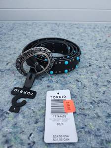 lot 277 image: Torrid Black Studded Belt with Decorative Metal Buckle