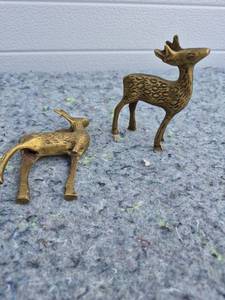 lot 295 image: Pair of Brass Deer Figurines