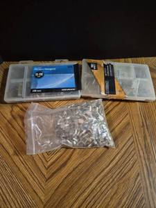 lot 311 image: Mixed Hardware Lot - Picture Hangers and Screws with Storage Cases