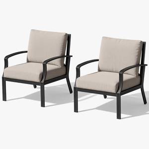 lot 131318 image: Retails for $323 Outdoor Sofa Chair Set of 2, Never-Rust Aluminum Patio Club Chairs, Deep-Seating Patio Sofa Armchair with Thick Cushion, Outdoor Single Chairs for Garden, Deck, Indoor, Poolside, Dark Bronze
