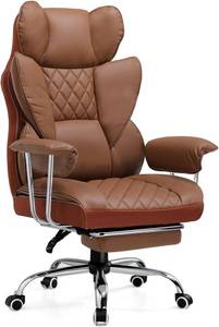 lot 331183 image: Retails for $220 COMHOMA Big and Tall Office Chair, High Back Leather Gaming Chair with Footrest, Executive Ergonomic Office Chairs with Pocket Spring Lumbar Support and with Outward Fixed Soft Armrests