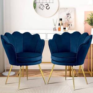 lot 431341 image: Retails for $180 Czlolo Accent Chairs Set of 2 for Living Room, Velvet Upholstered Makeup Room Vanity Chair with Back, Golden Metal Legs Small Accent Side Chair for Bedroom, Cloud Chair Set, 2 Pcs Dark Blue