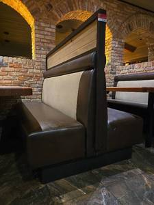 lot 21567 image: Commercial Restaurant Booth Seating with Wood Panel Backs