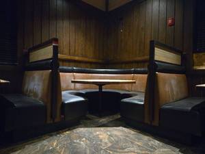 lot 21581 image: Commercial Restaurant Booth Seating Set Includes Regular Seating Attached to Both Sides