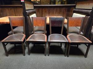 lot 21629 image: Restaurant Style Dining Chairs with Leather Seats - Set of 4