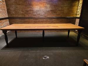 lot 21653 image: Large Wooden Dining Table with Black Legs