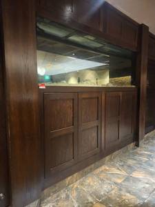 lot 21664 image: Large Custom Aquarium with Wood Stand and Cabinet