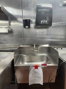 lot 15717 image: Commercial Stainless Steel Hand Wash Sink Station with Paper Towel Dispenser