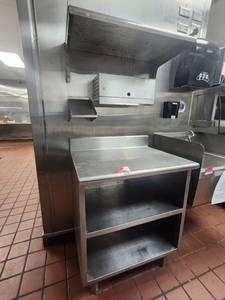 lot 15733 image: Commercial Kitchen Workstation with Storage Shelving