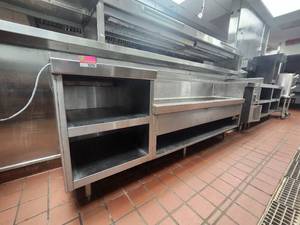 lot 15735 image: Commercial Kitchen Stainless Steel Prep Tables and Warming Station