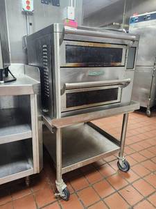 lot 15737 image: TurboChef Commercial Double Deck Pizza Oven with Cart