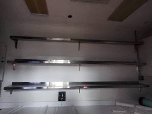 lot 15767 image: Commercial Stainless Steel Wall Shelves Set