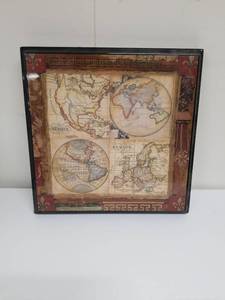 lot 2149 image: Framed World Map Print with Historical Continental Views