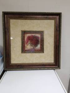 lot 2157 image: Framed Red Chrysanthemum Floral Wall Art Print