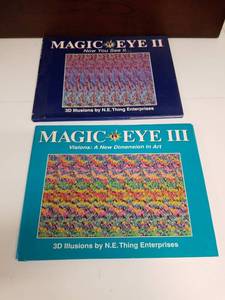 lot 2197 image: Magic Eye II and III 3D Illusion Books Set by N.E. Thing Enterprises