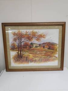 lot 2212 image: John E. Bradley Framed Rural Farm Scene Print