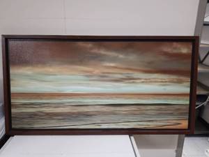 lot 2213 image: Framed Ocean Seascape Wall Art with Abstract Wave Motion