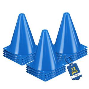 lot 1561 image: ZKNDRHJO 12pcs Blue Cones 7 Inch Soccer Cones and Plastic Traffic Cones, Durable Cones for Sports Training, Ideal for Soccer, Basketball, Football, Skating, and Agility Drills Practice (12, Blue)