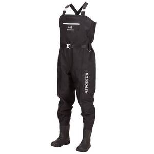 lot 1570 image: BASSDASH 3D Boot Foot Game Wader Ultra High Strength Black Plaid Nylon PVC Fishing Hunting Chest Waders for Men