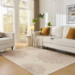 lot 1577 image: WITSHOCK 6x8 Area Rugs for Living Room Beige Floral Washable Rugs for Bedroom Dining Room Office Nursery Modern Non-Slip Stain Resistant Low Pile Home Decor��BeigeBrown,6x8��