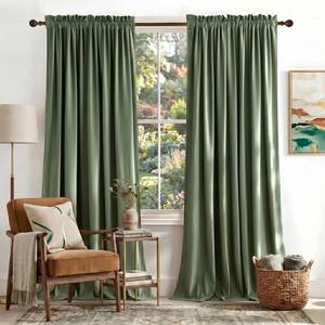 lot 1591 image: NICETOWN Sage Green Velvet Backdrop Curtains 144 inches Long 2 Panels, Wall Curtains, Elegant and Sleek Velvet Drapes for Cinema, Hall, Theatre (52-inch Wide)