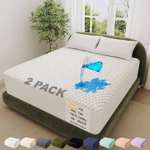 lot 1595 image: Ohgeni 100% Waterproof Mattress Protector, Queen Size-2 Pack, Fitted Sheet with Stretchable Pockets, Deep Sleep Noiseless Soft. Breathable Cooling Hypoallergenic Material, Mattresses Cover for Bed