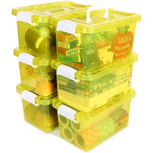 lot 1598 image: 6 Pack 7 Quart Colorful Plastic Storage Bins with Lids Storage Latch Box Stackable and Nestable Clear Toy Storage Organizer Bins with Latching Handle and Buckle for School Kid Room Home(Red)