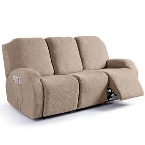 lot 1609 image: Ruaozz Recliner Sofa Covers Recliner Chair Covers Couch Covers for Reclining Couches with Pockets Washable Furniture Protector with Elastic Bottom (3 Seater, Khaki)