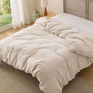lot 1611 image: Bedsure Oat Milk Duvet Cover King Size Only - Prewashed Cotton-Like Polyester Extra Soft All Season Bedding, Includes 1 Duvet Cover 104x90 Inches with Zipper Closure, (No Comforter)